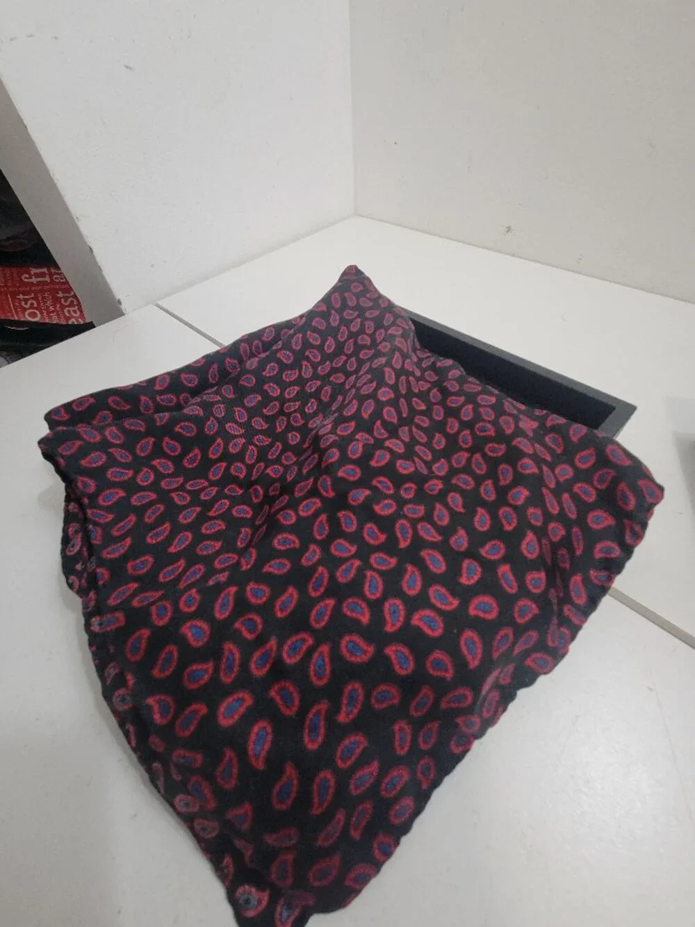 Vintage 100% Silk Paisley Print Small Scarf or Pocket Sqaure